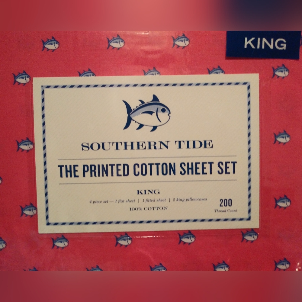 New Southern Tide King Size sheet set Skipjack, Pink